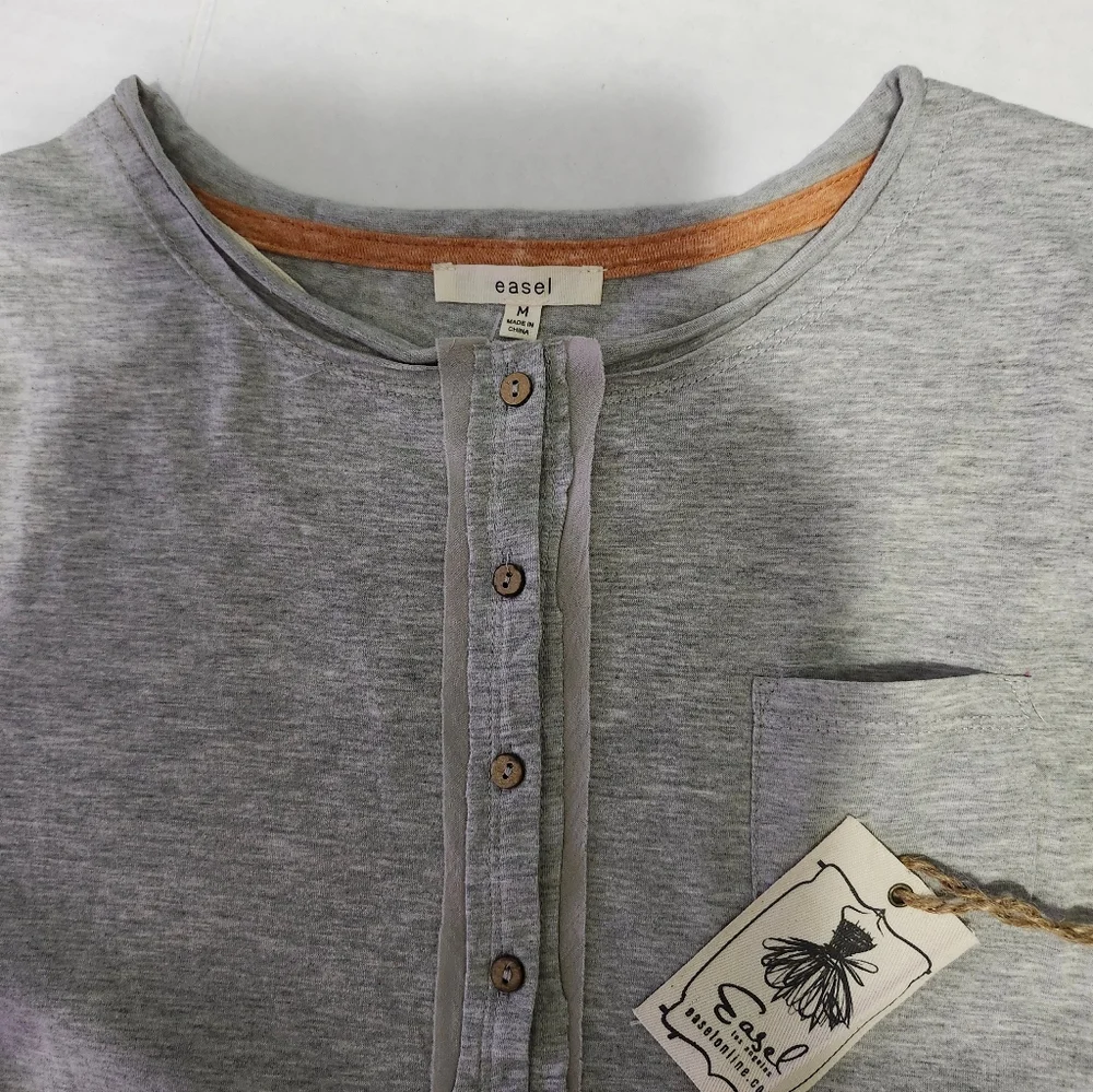 NWT   Easel   Women's S   Henley Tunic   Top   Gray & Orange - Picture 11 of 14